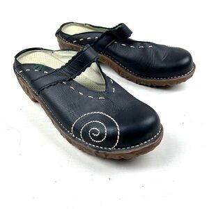 EL Naturalista Yggdrasil Black Leather Clogs Mary Jane Mules Size 41 US 10